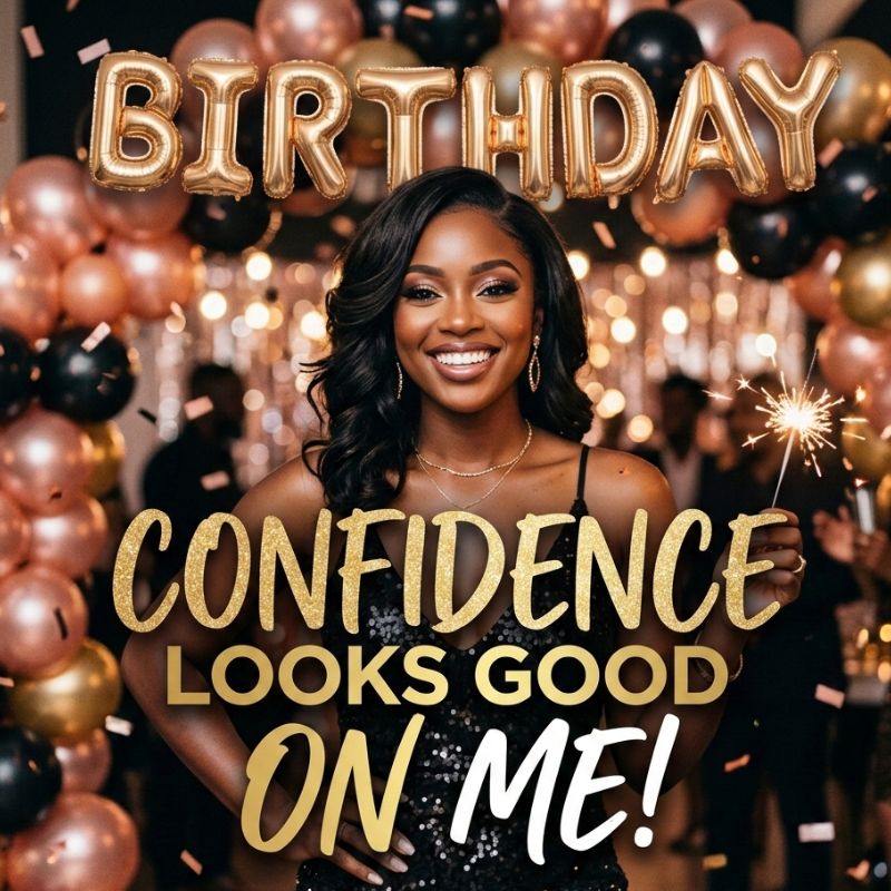 Birthday Caption for Myself Confidence Looks Good on Me
