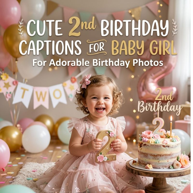 Cute 2nd Birthday Caption for Baby Girl for Adorable Birthday Photos