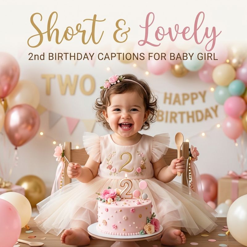 Short and Lovely 2nd Birthday Caption for Baby Girl for Social Media