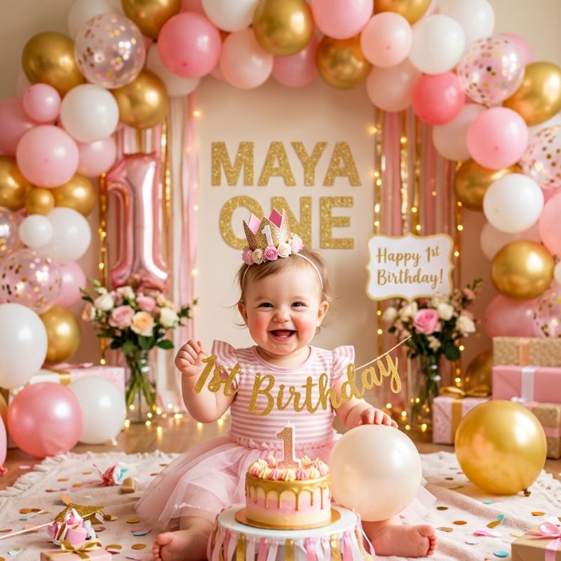 1st Birthday Caption for Baby Girl