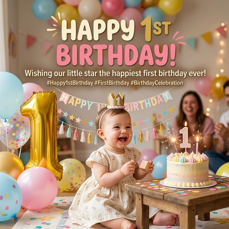 Happy 1st Birthday Caption