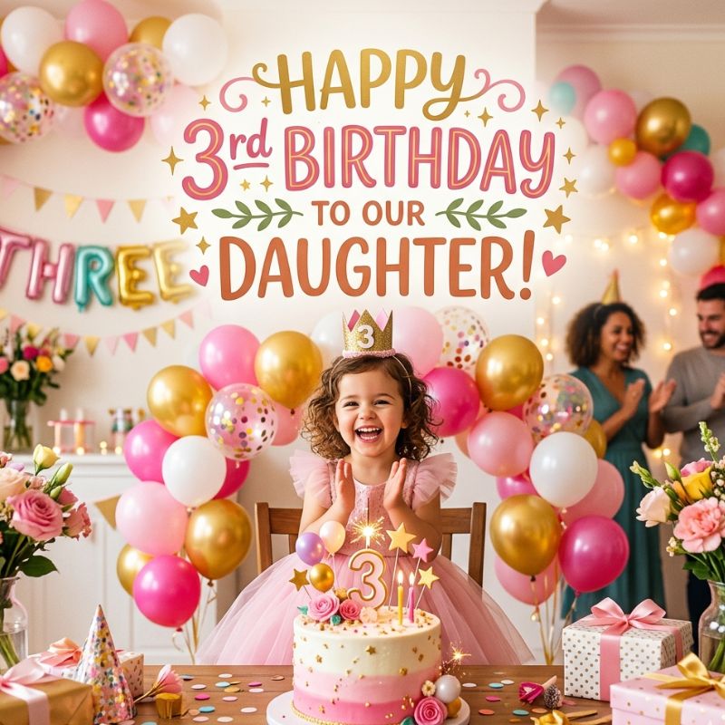 3rd birthday caption for daughter