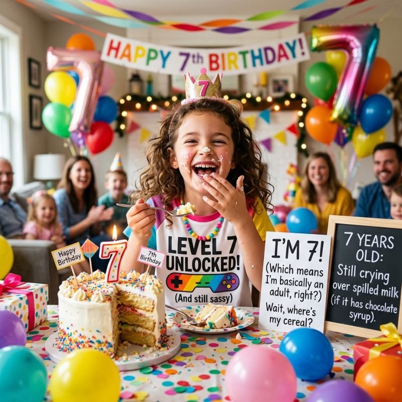 7th birthday captions funny