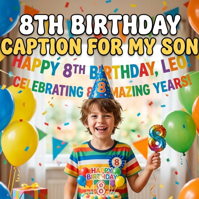 8th Birthday Caption for My Son