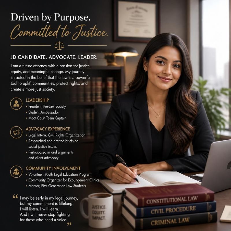 Professional & Career-Focused Bios for Future Attorney and JD Candidate