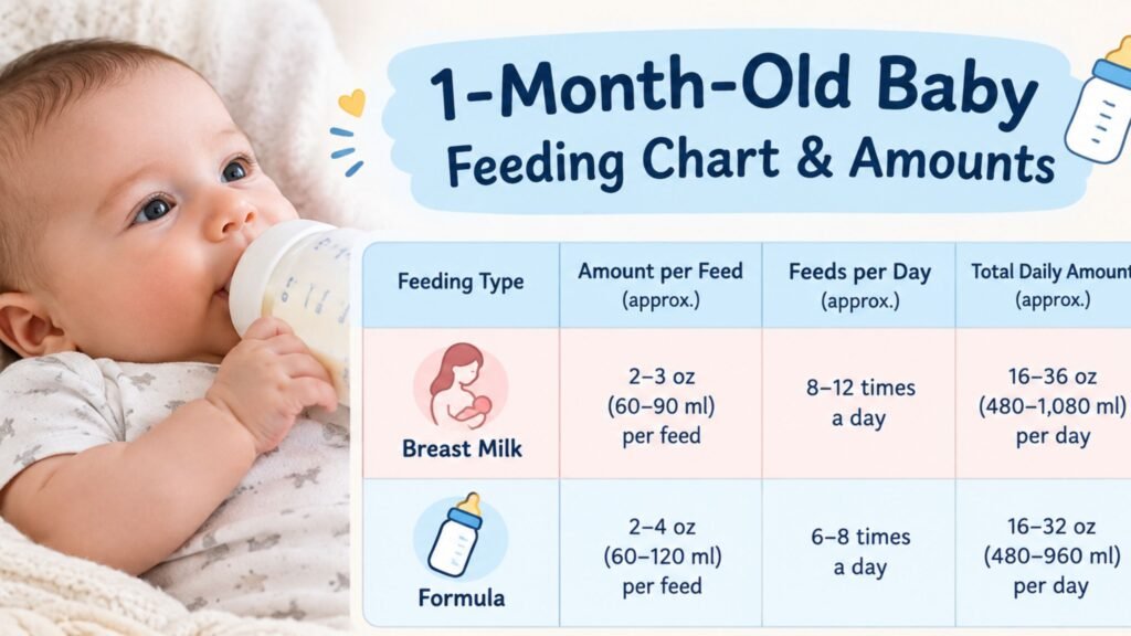 1-Month-Old Baby Feeding Chart Amounts