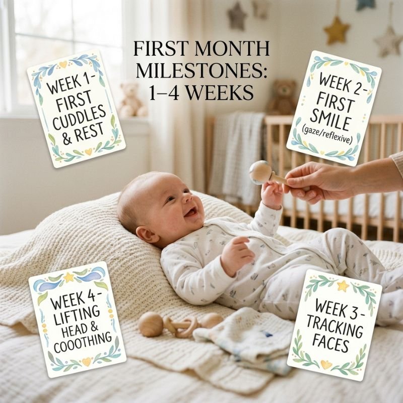 First Month Milestones: 1–4 Weeks