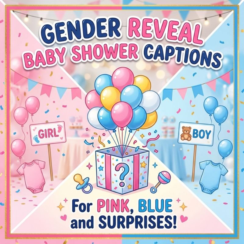 Gender Reveal and Baby Shower Captions for Pink, Blue and Surprises