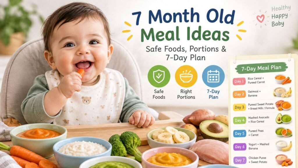 7 Month Old Meal Ideas: Safe Foods, Portions & 7-Day Plan 7 Month Old Meal Ideas: Safe Foods, Portions & 7-Day Plan