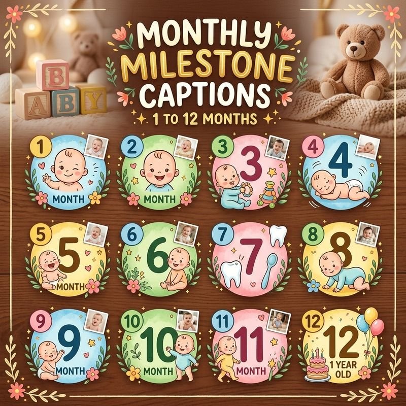 Monthly Milestone Captions (1 to 12 Months)