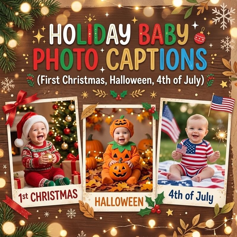 Holiday Baby Photo Captions (First Christmas, Halloween, 4th of July)